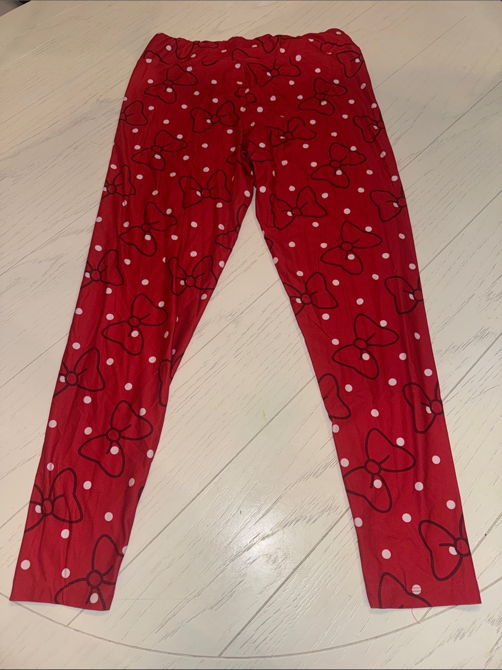 Disney Red Bow & Polka Dot Girls Stretch Leggings